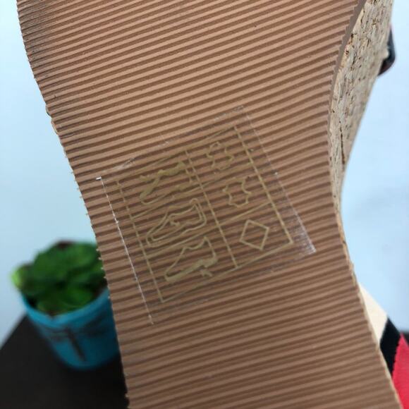 NEW See By Chloe 'Patti' Tri-Tone Striped Leather Cork Wedge Sandals - Picture 10 of 11